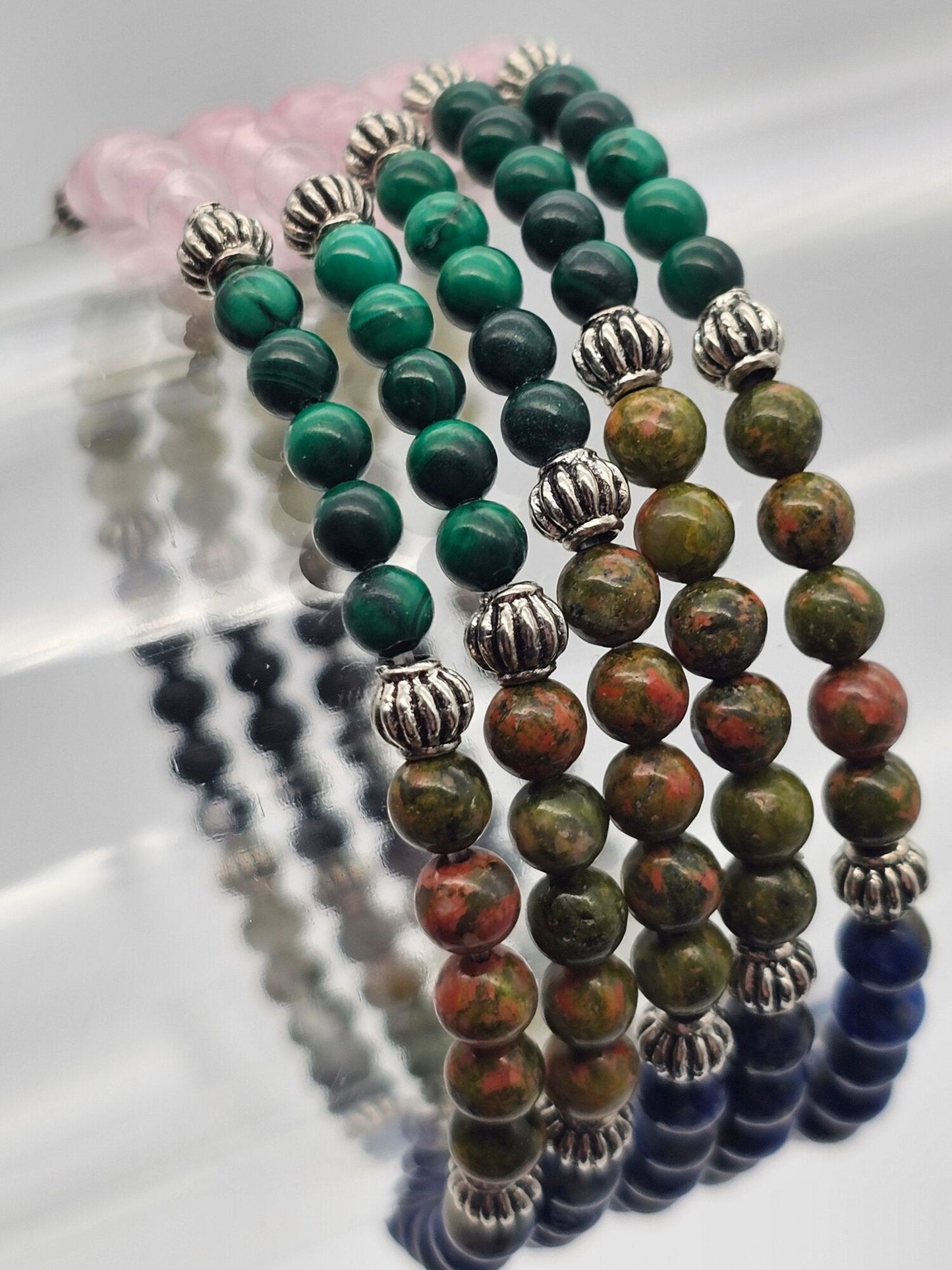 Healing Harmony Royal Intention Gemstone Stretchy Bracelet - detail shot