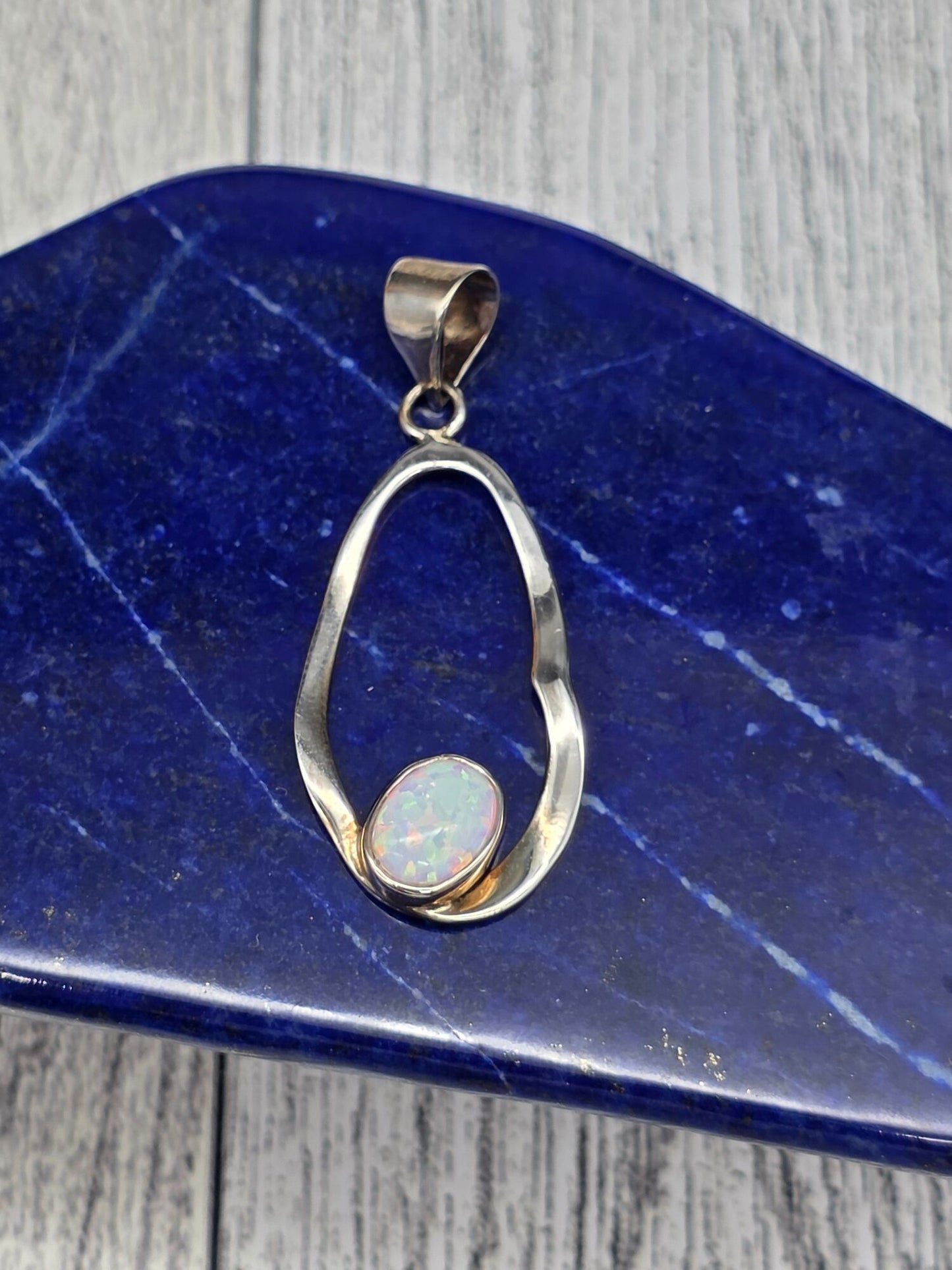 Modern White Opal Pendant