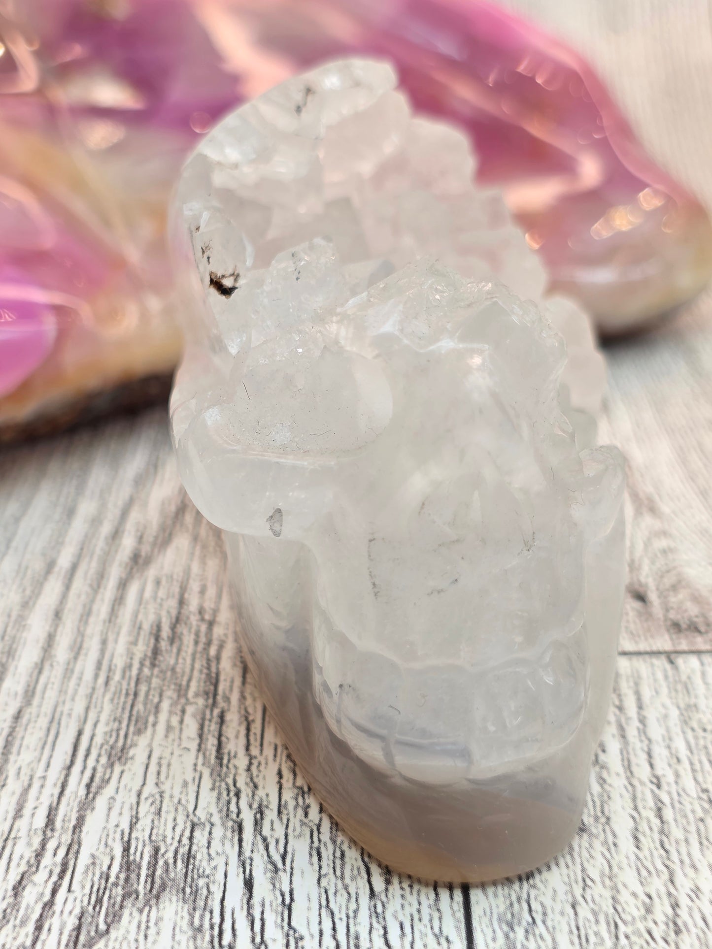 Half-Face Druzy Agate Skull