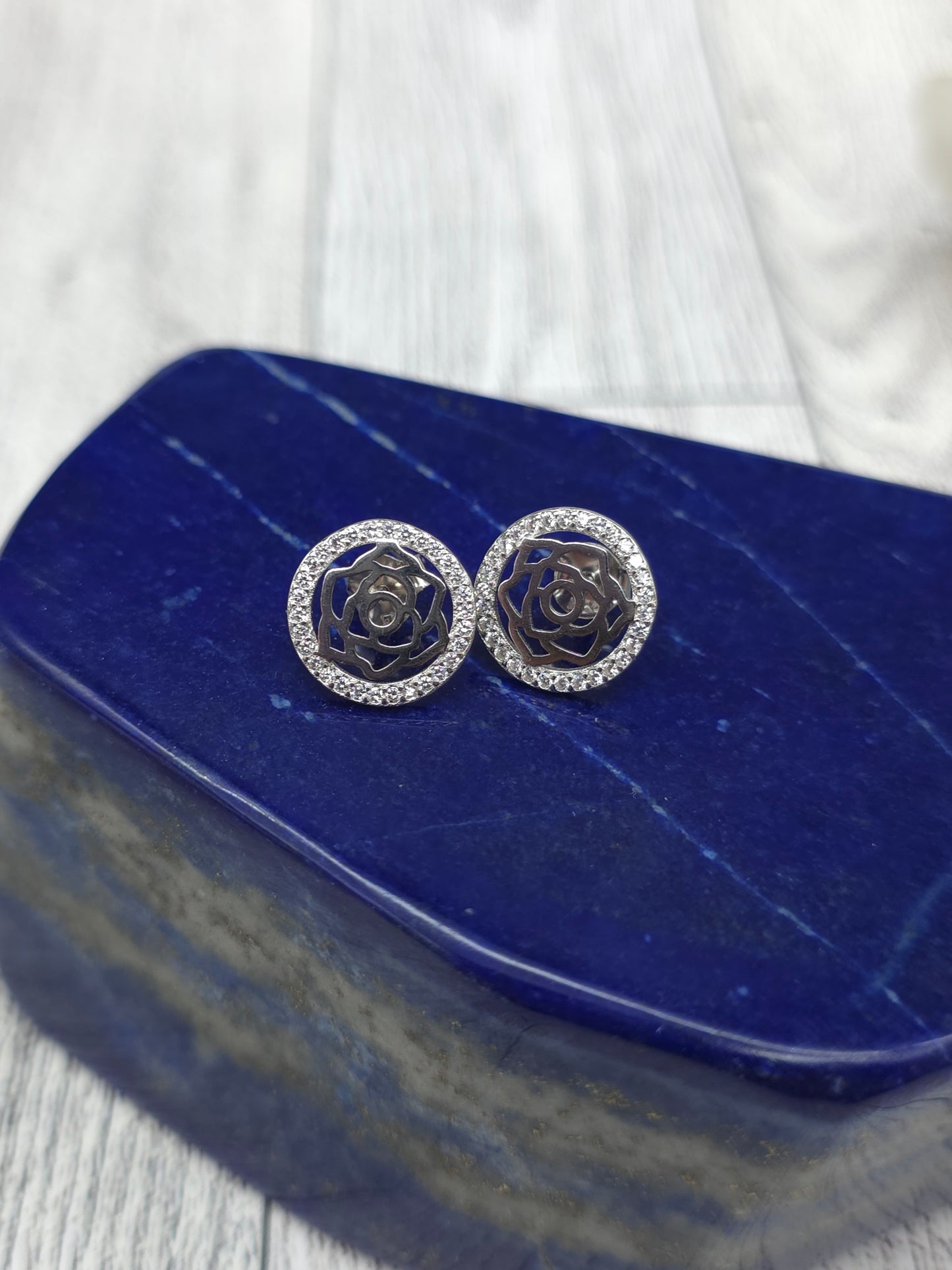 Sterling Silver Rose Earrings