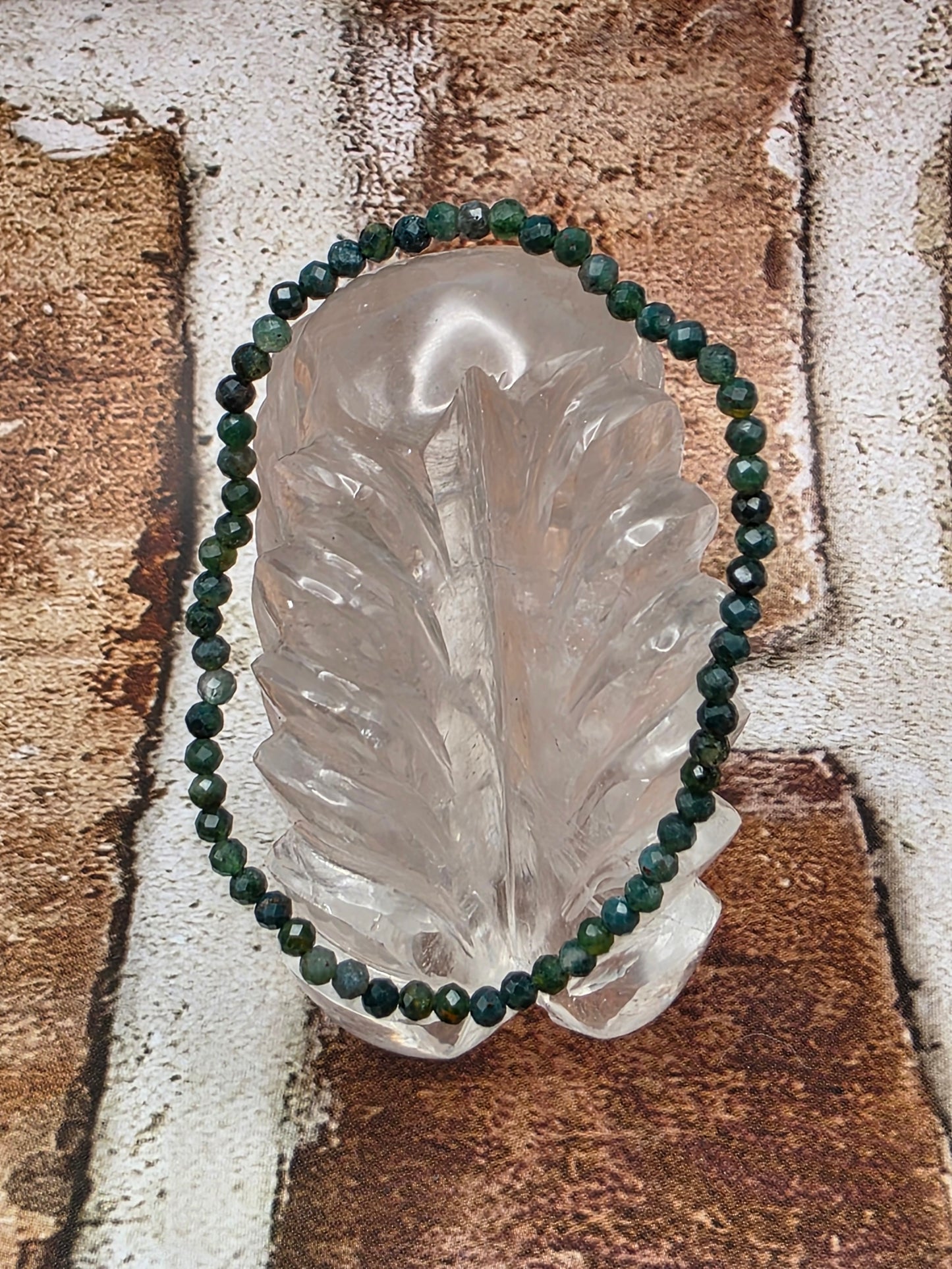 Faceted Moss Agate Stretchy Bracelet