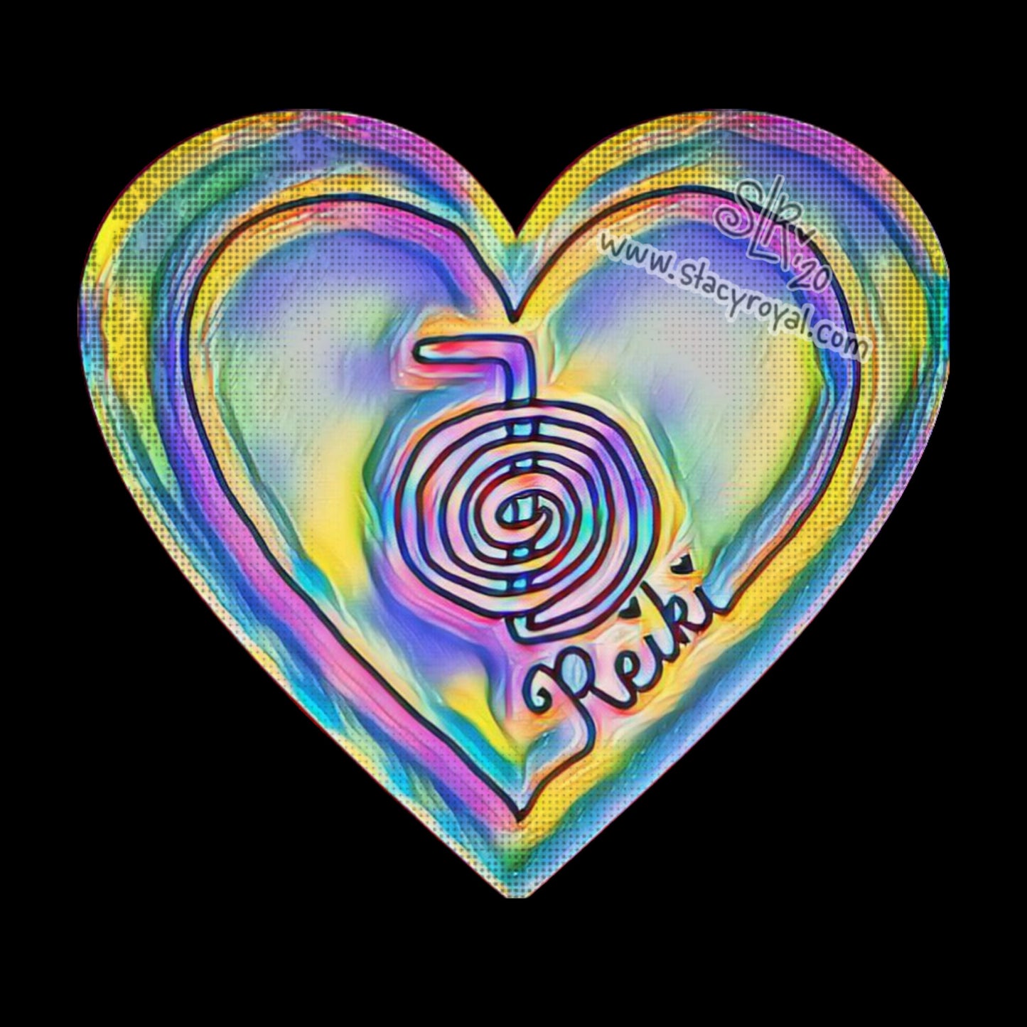 Reiki Love Heart Sticker Pastel Rainbow Heart with Cho Ku Rei Energy Rei Infused With Beautiful Reiki Healing Energy