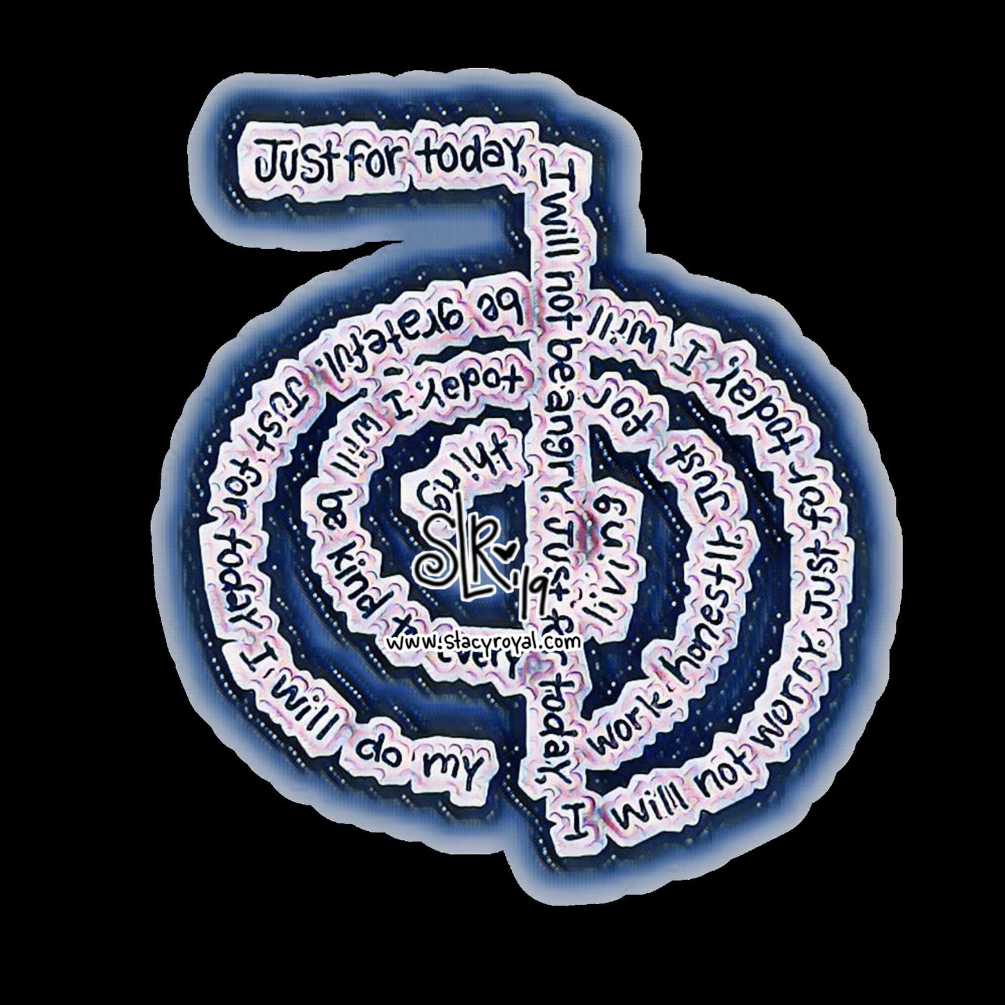 Reiki Principles Sticker Cho Ku Rei Design with Daily Healing Precepts