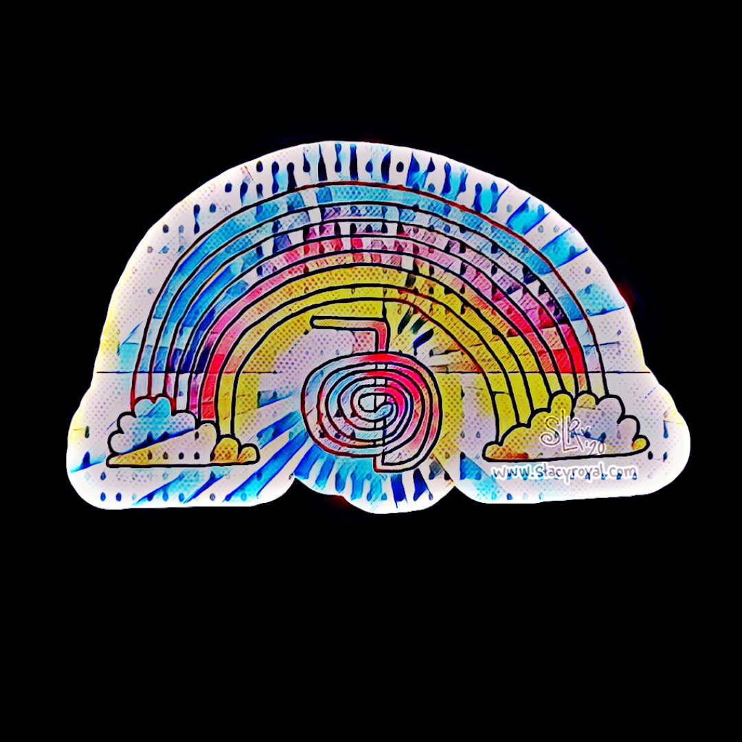 Rainbow Cho Ku Rei Sticker Reiki Infused Modern Grunge Rainbow Art