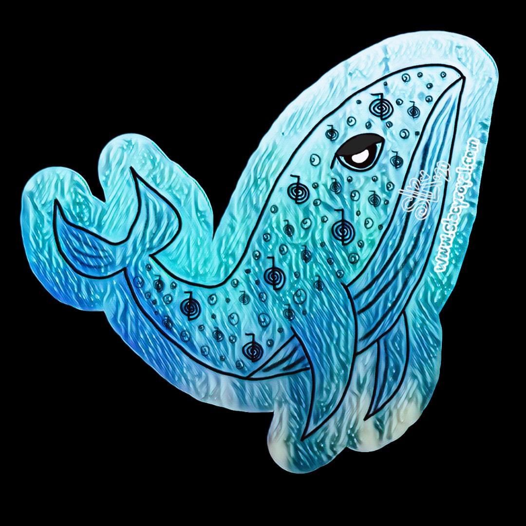 Reiki Whale Sticker Playful Energy with Cho Ku Rei Animal Healing