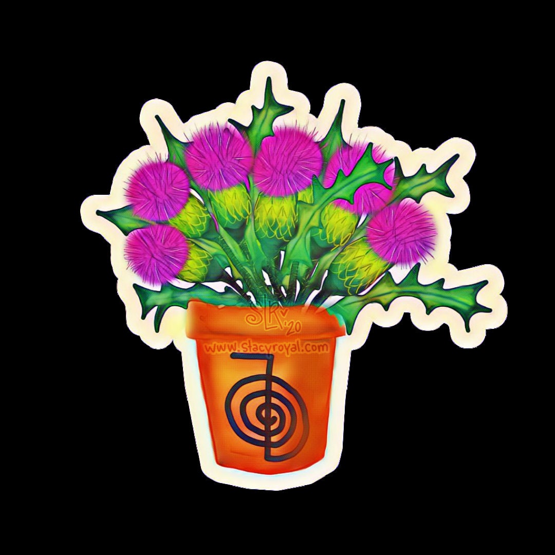 Thistle Cho Ku Rei Sticker – Reiki Infused Plant Medicine Healing Art