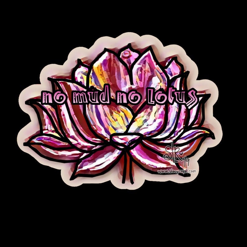 No Mud No Lotus Sticker – Dark Pink Lotus on Brown with Cho Ku Rei
