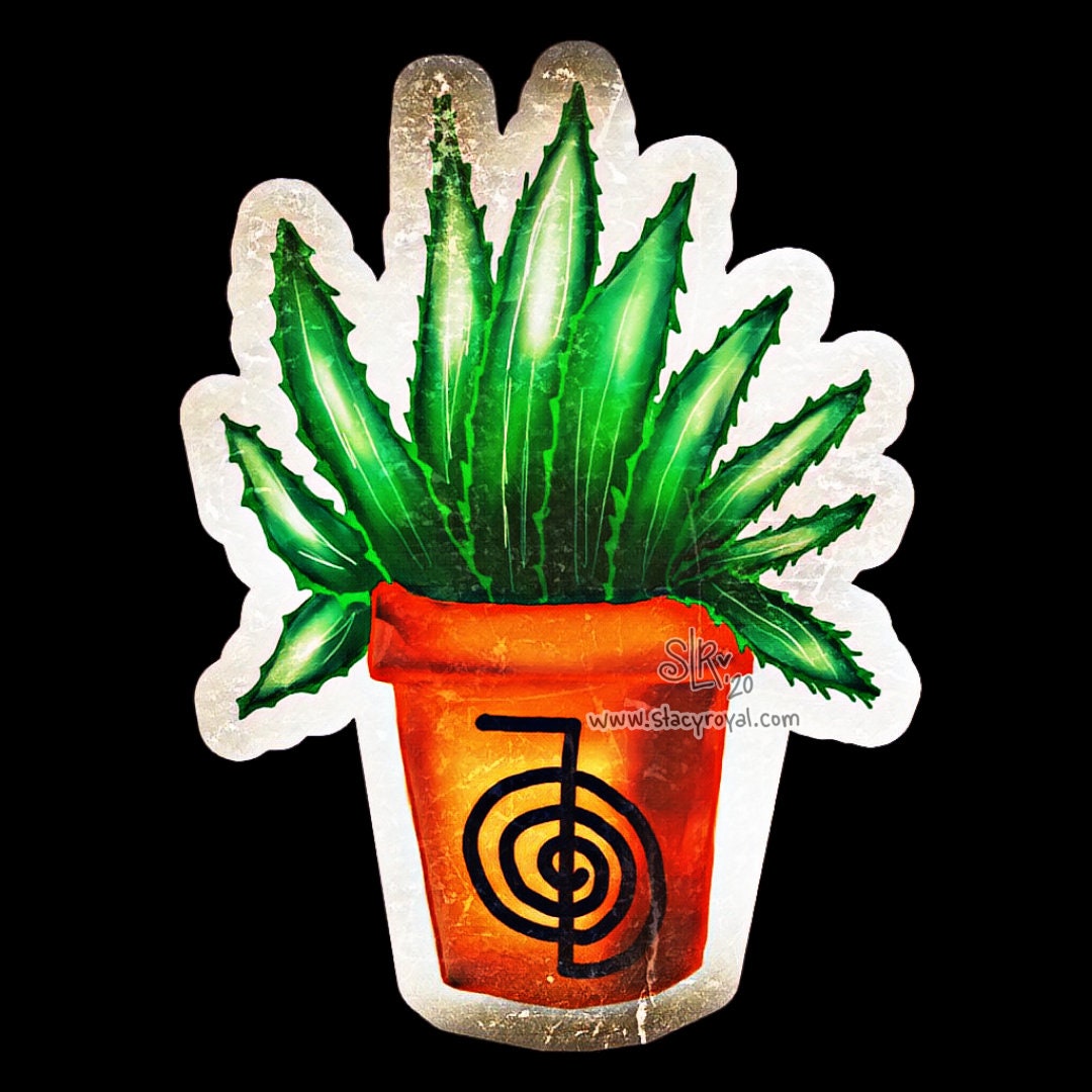 Reiki Aloe Sticker Plant Medicine and Cho Ku Rei for Healing Energy
