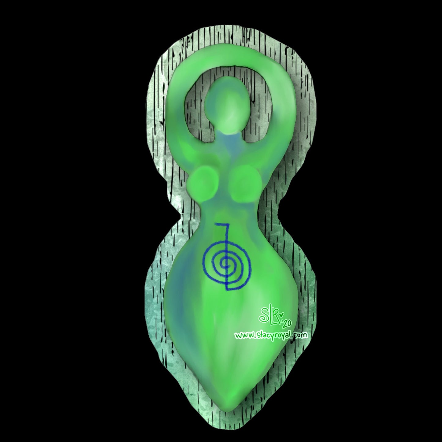 Reiki Spiral Goddess Sticker Divine Feminine Green Symbol of Connection