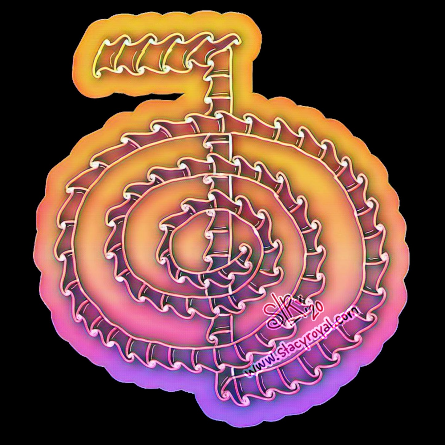 Reiki Art Sticker Sunset Ombre Cho Ku Rei with Dragon Scale Pattern