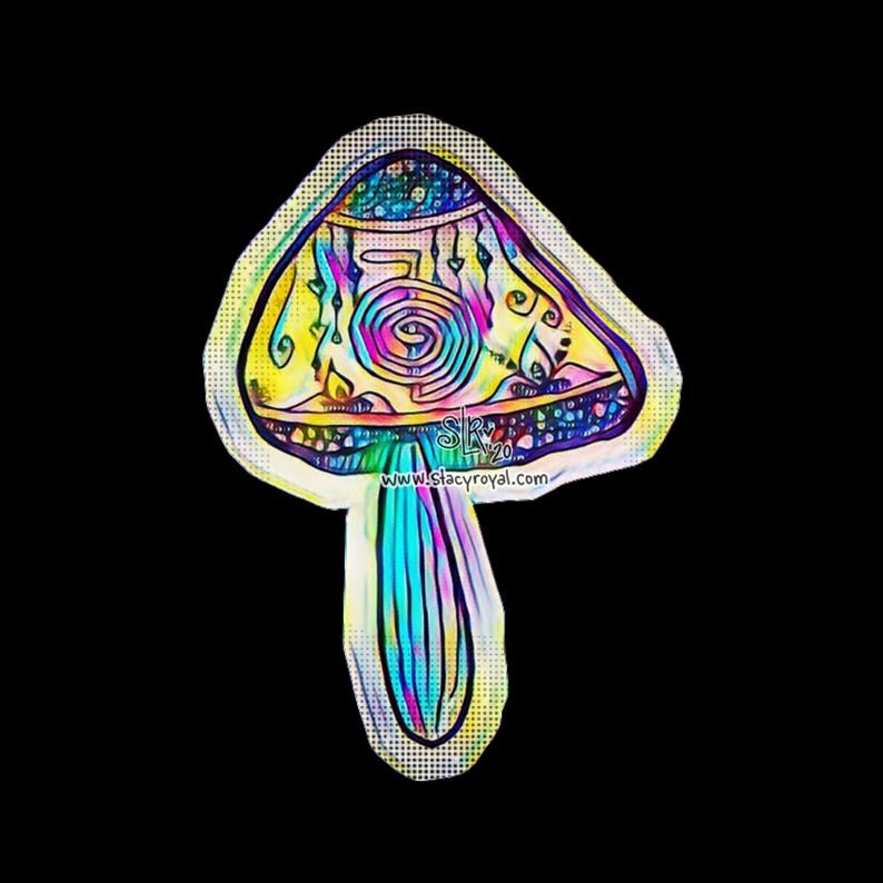 Reiki Mushroom Sticker Bright Zentangle Design with Cho Ku Rei