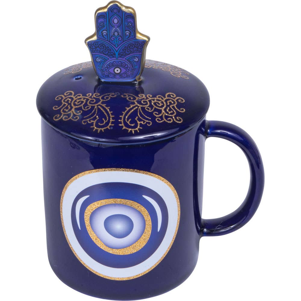 Ceramic Mug Candle & Incense Burner Evil Eye Hamsa