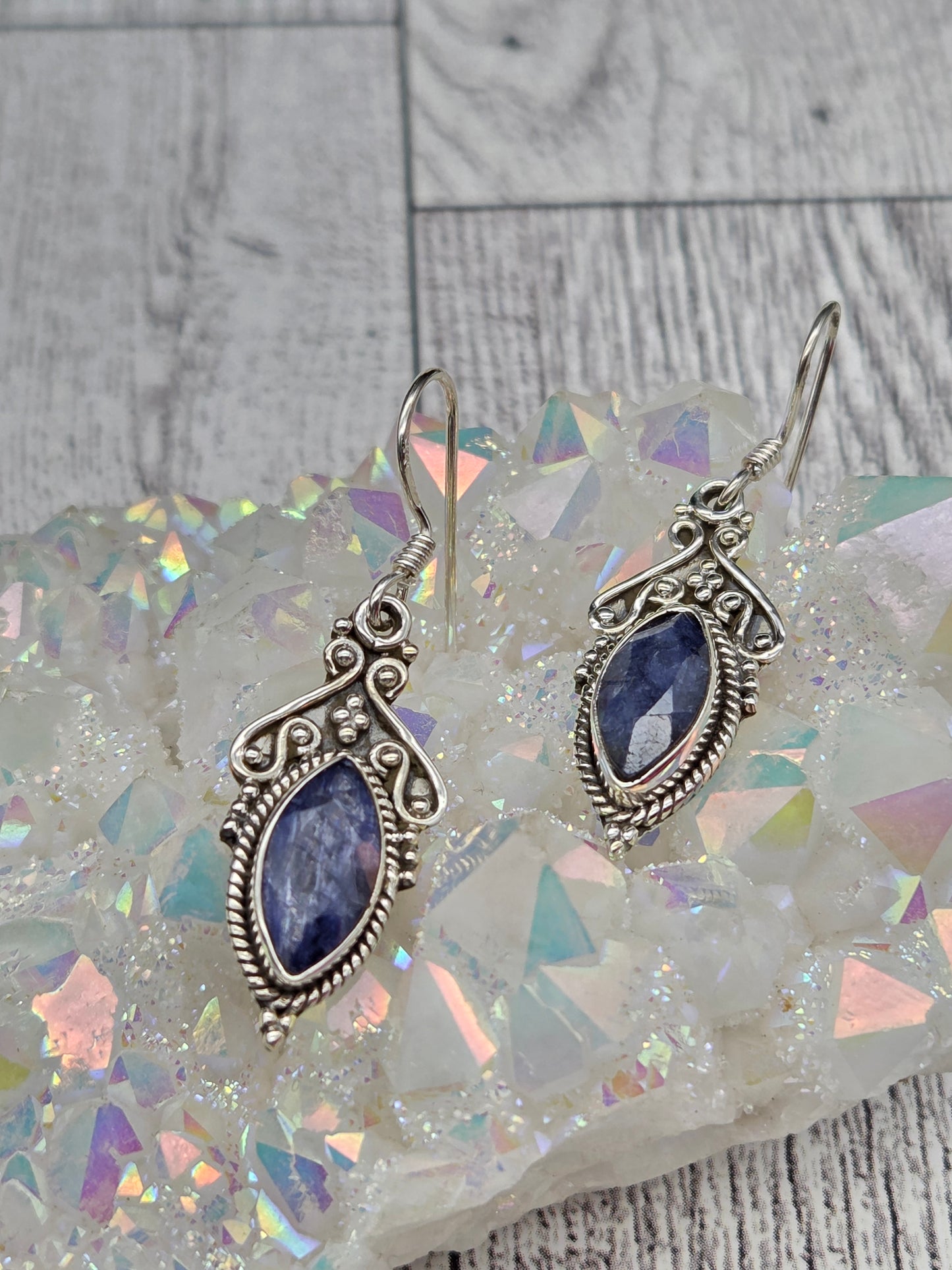 Sterling Silver and Sapphire Earrings - Image 2