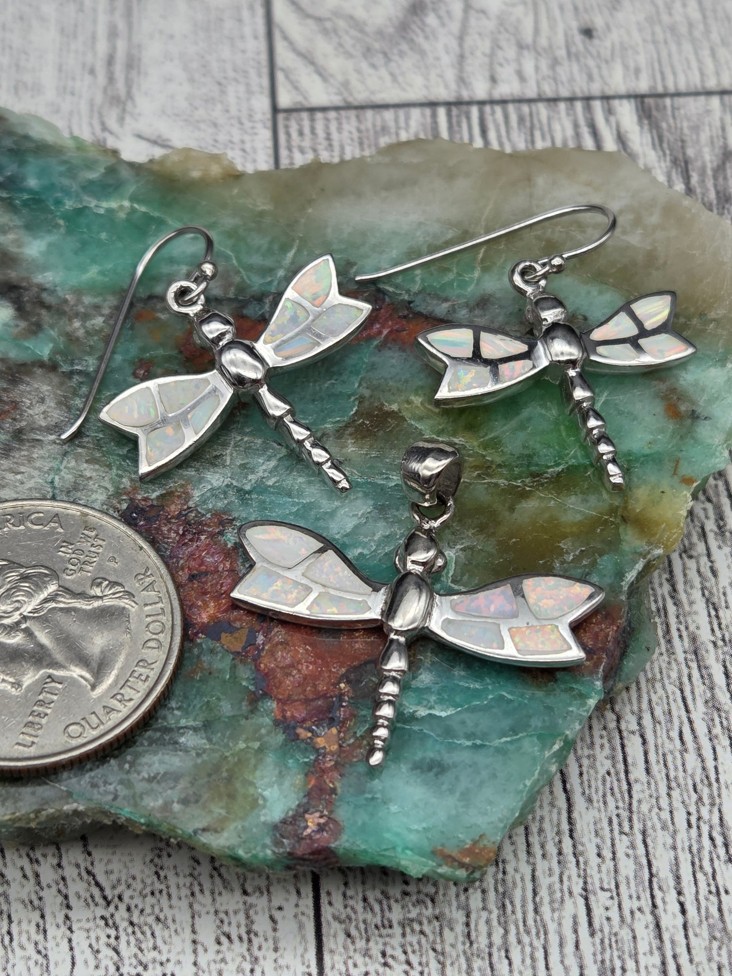Sterling Silver and Opal Dragonfly Set - Image 2