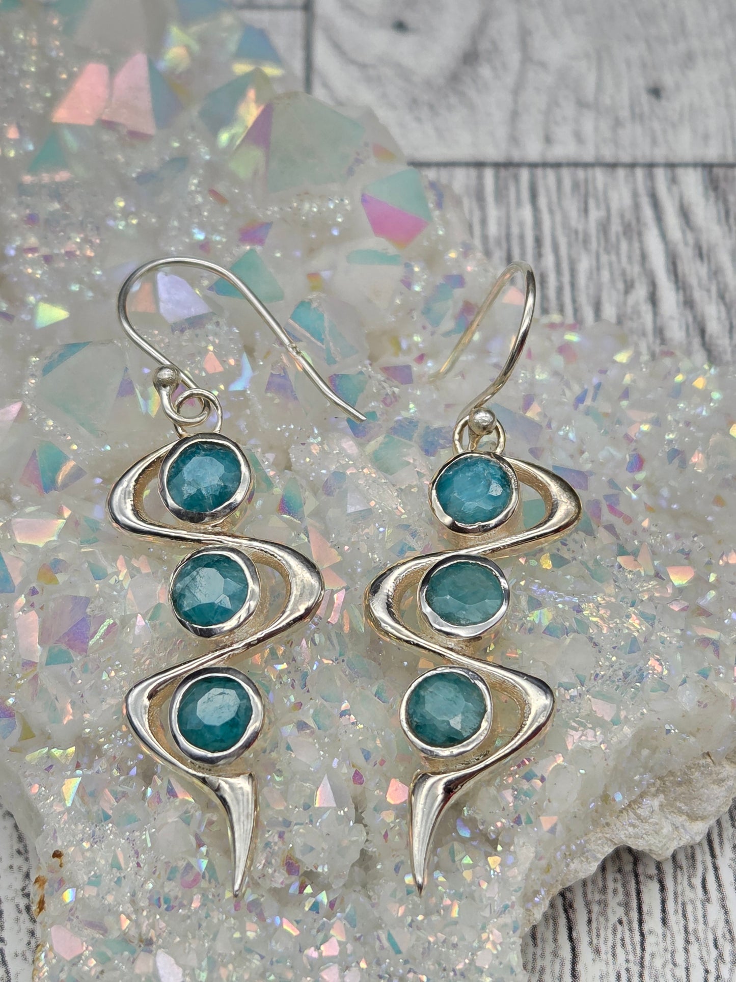 Triple Stone Hook Earrings