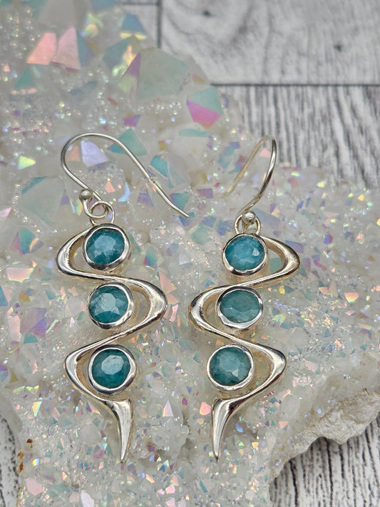 Triple Stone Hook Earrings