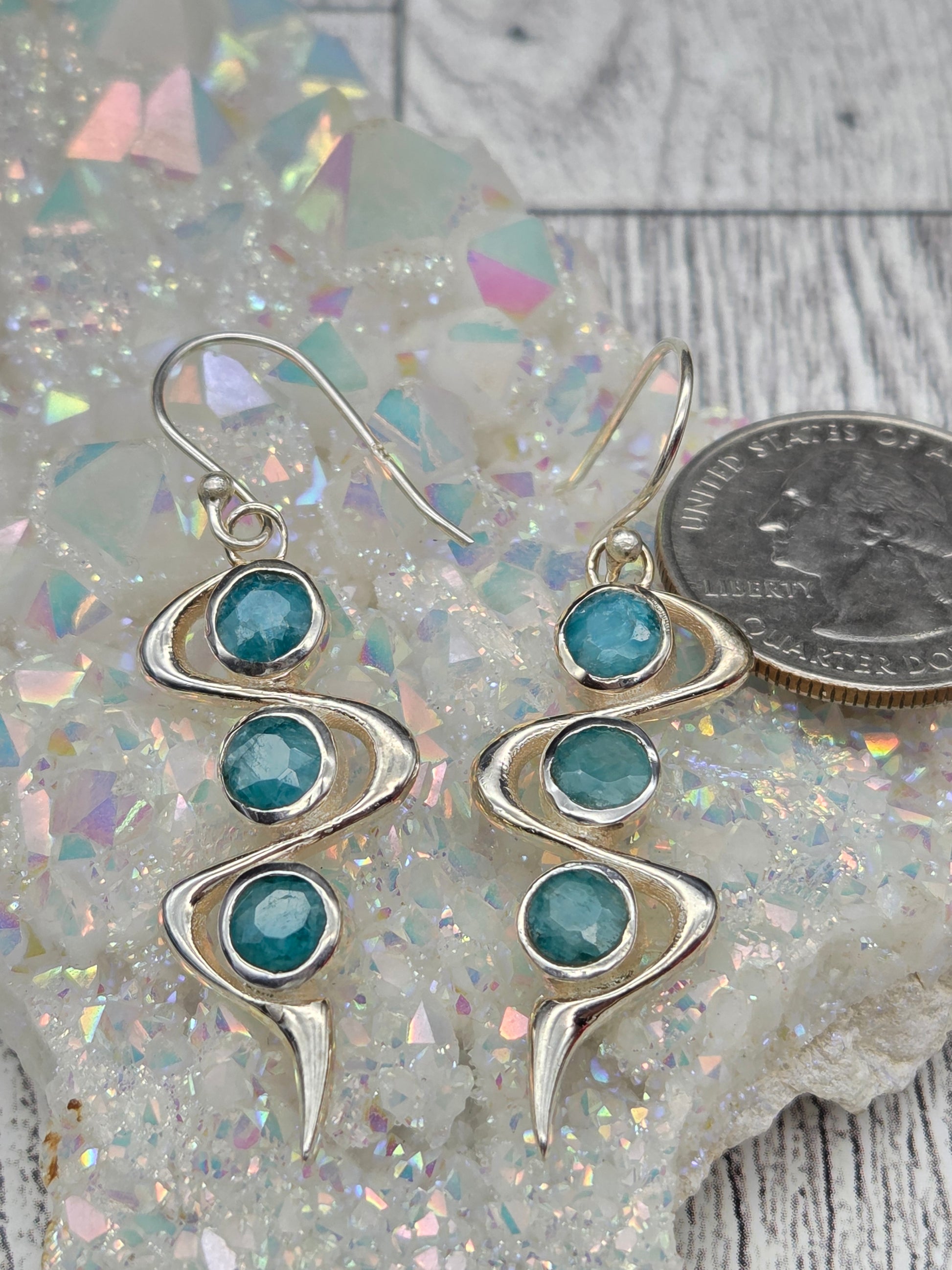 Triple Stone Hook Earrings - Image 2
