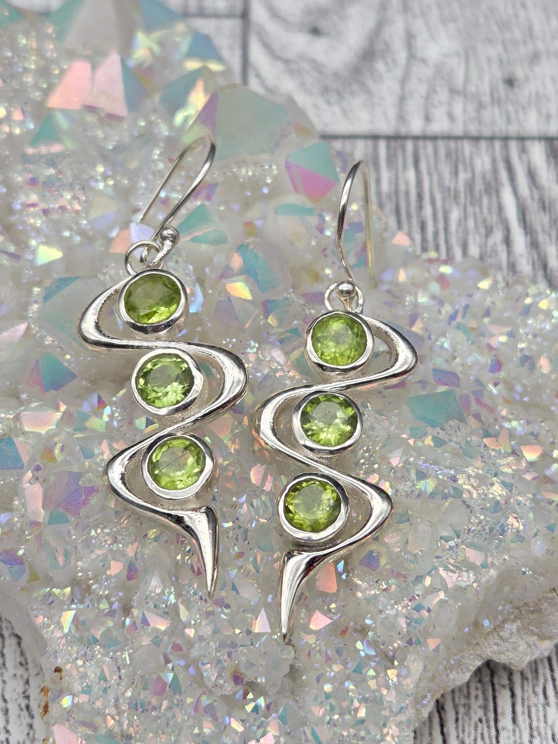 Triple Stone Hook Earrings - Image 3