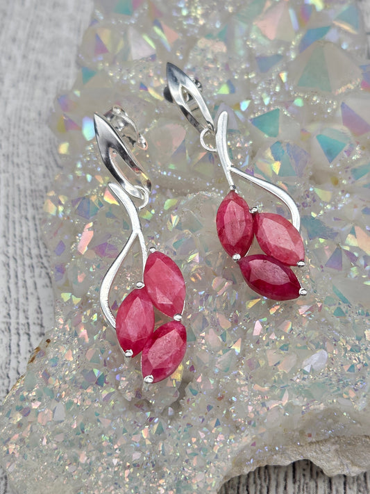 Three stone Stirling silver stud earrings