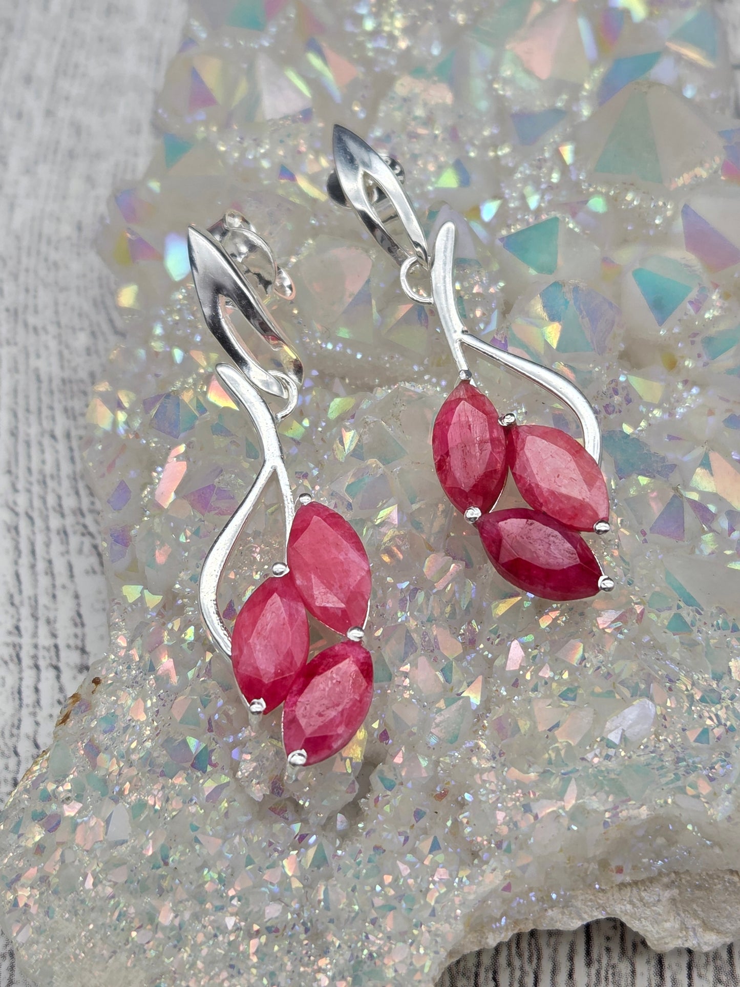 Three stone Stirling silver stud earrings