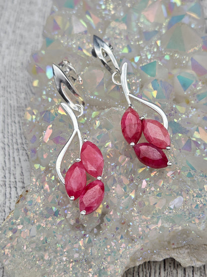 Three stone Stirling silver stud earrings