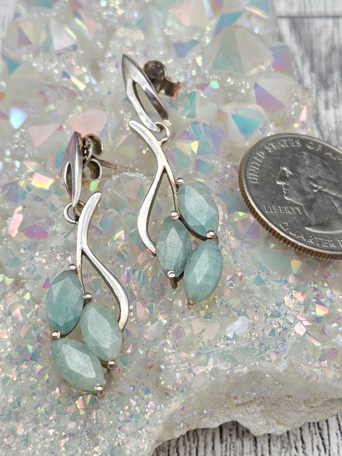 Three stone Stirling silver stud earrings - Image 3