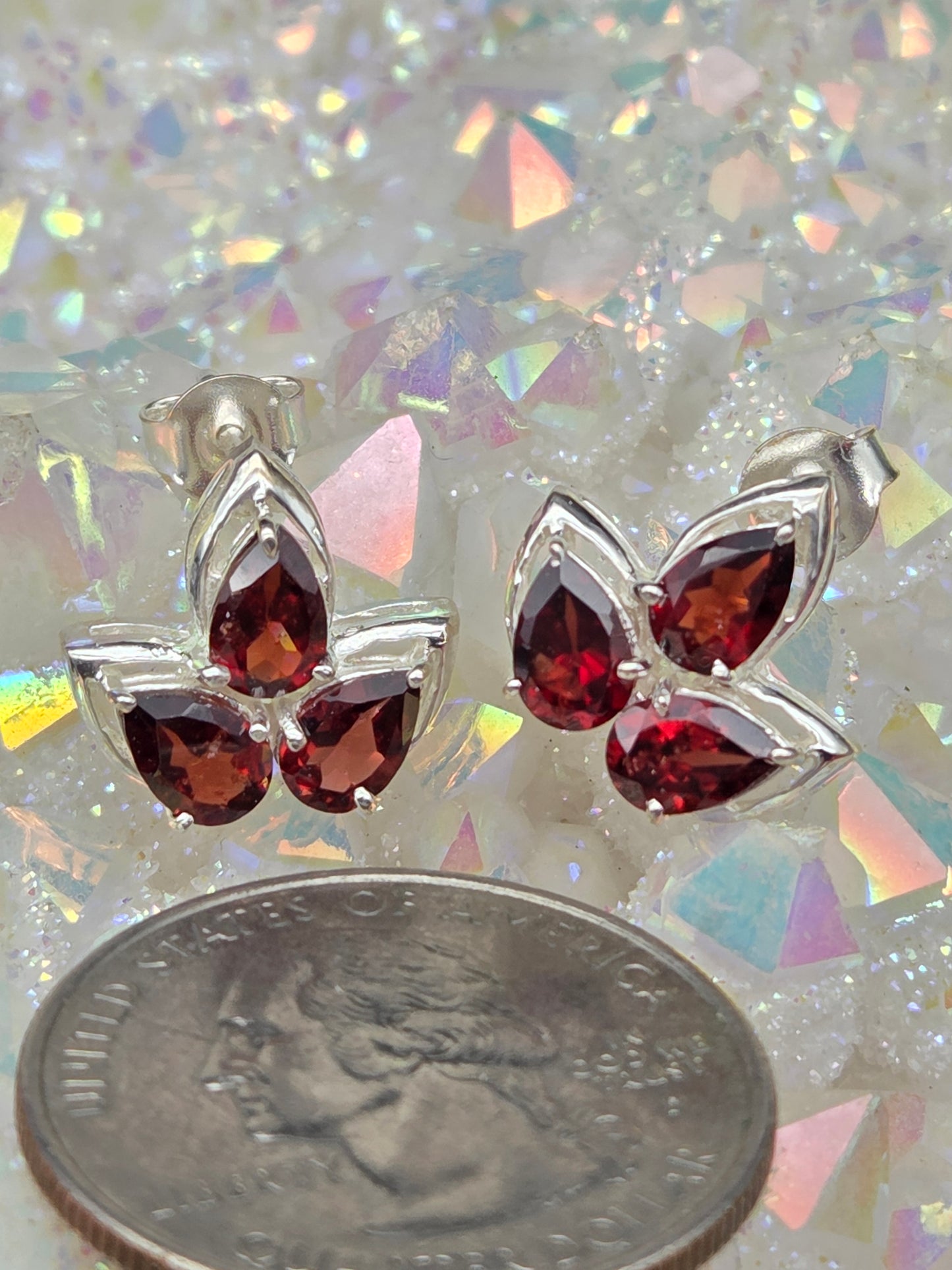 Elegant three stone stirling studs  - Image 4