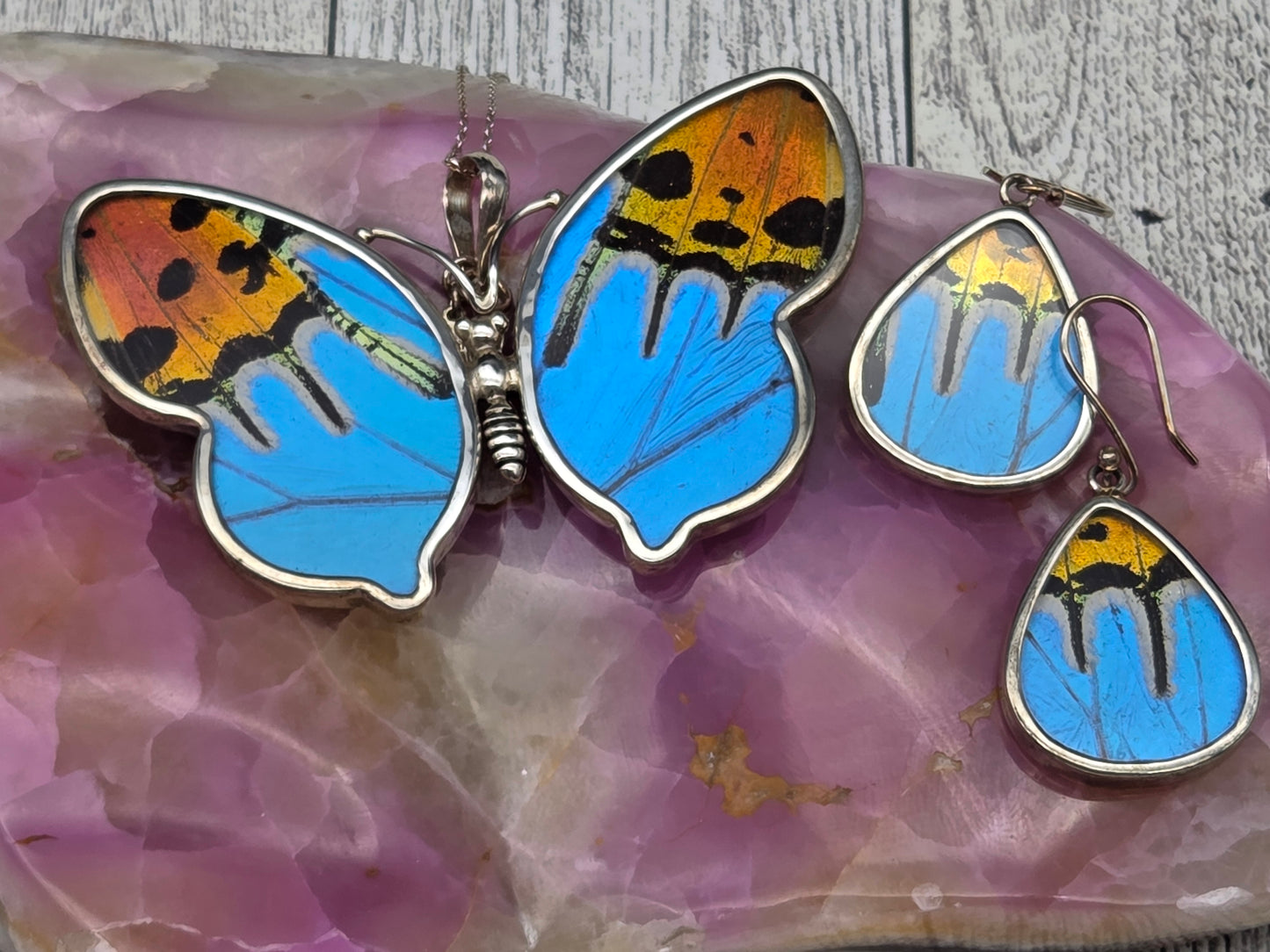 Butterfly Pendant and Earring Set