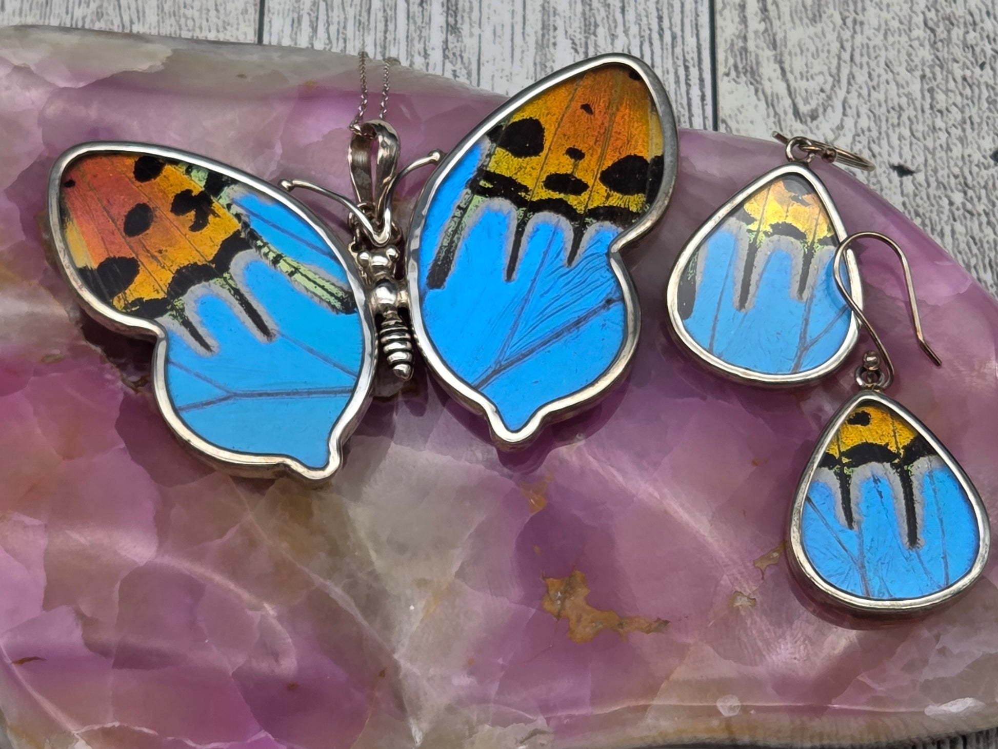 Butterfly Pendant and Earring Set