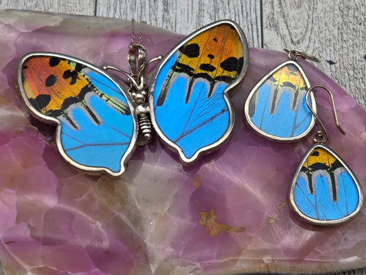Butterfly Pendant and Earring Set