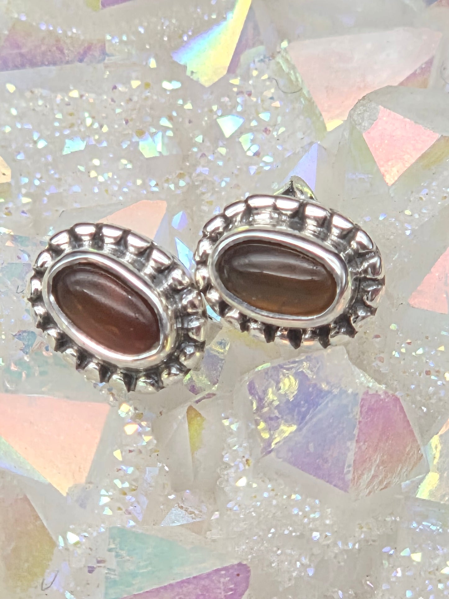 Carnelian and Sterling Silver Stud Earrings - Image 2