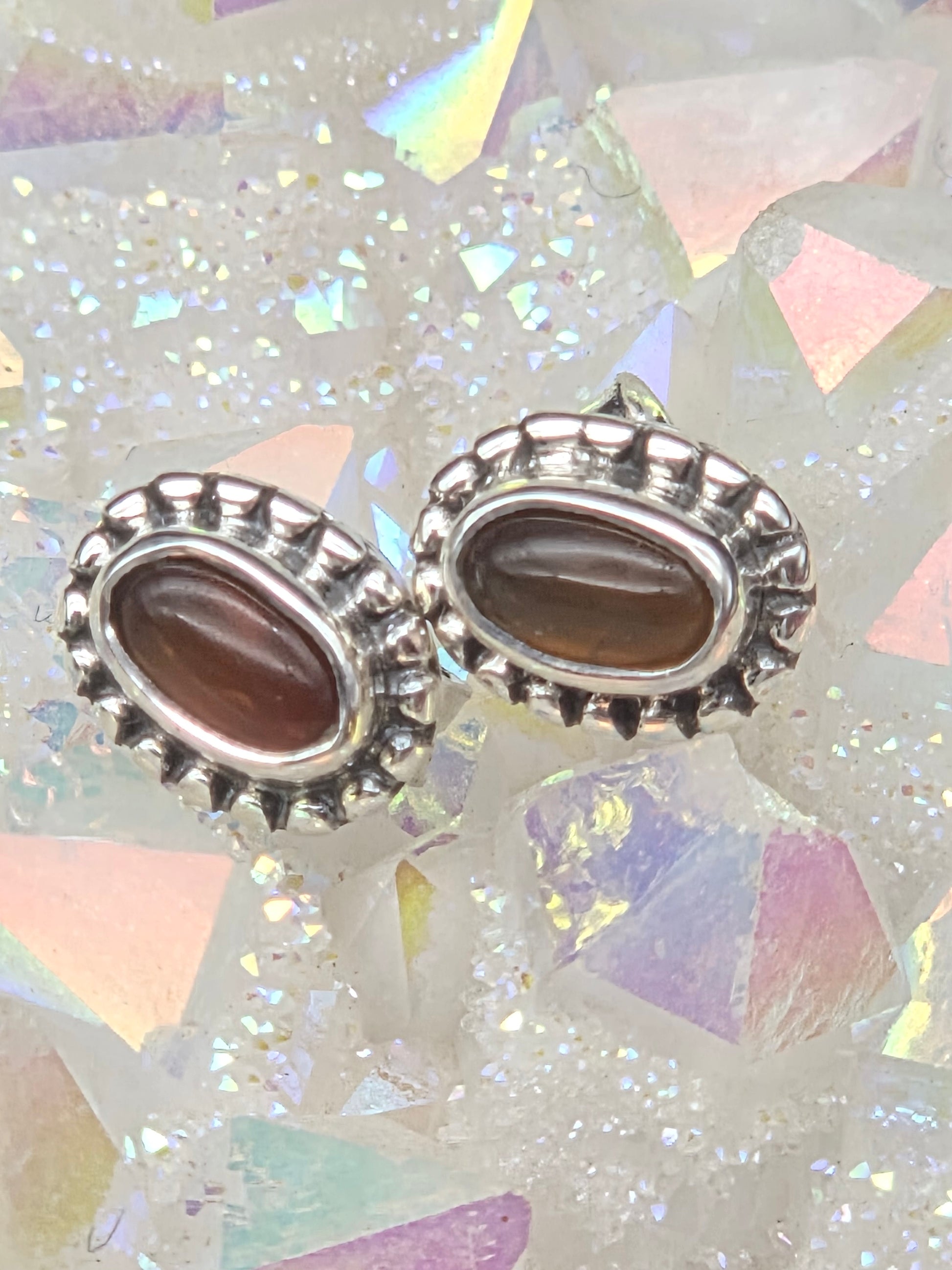 Carnelian and Sterling Silver Stud Earrings - Image 2