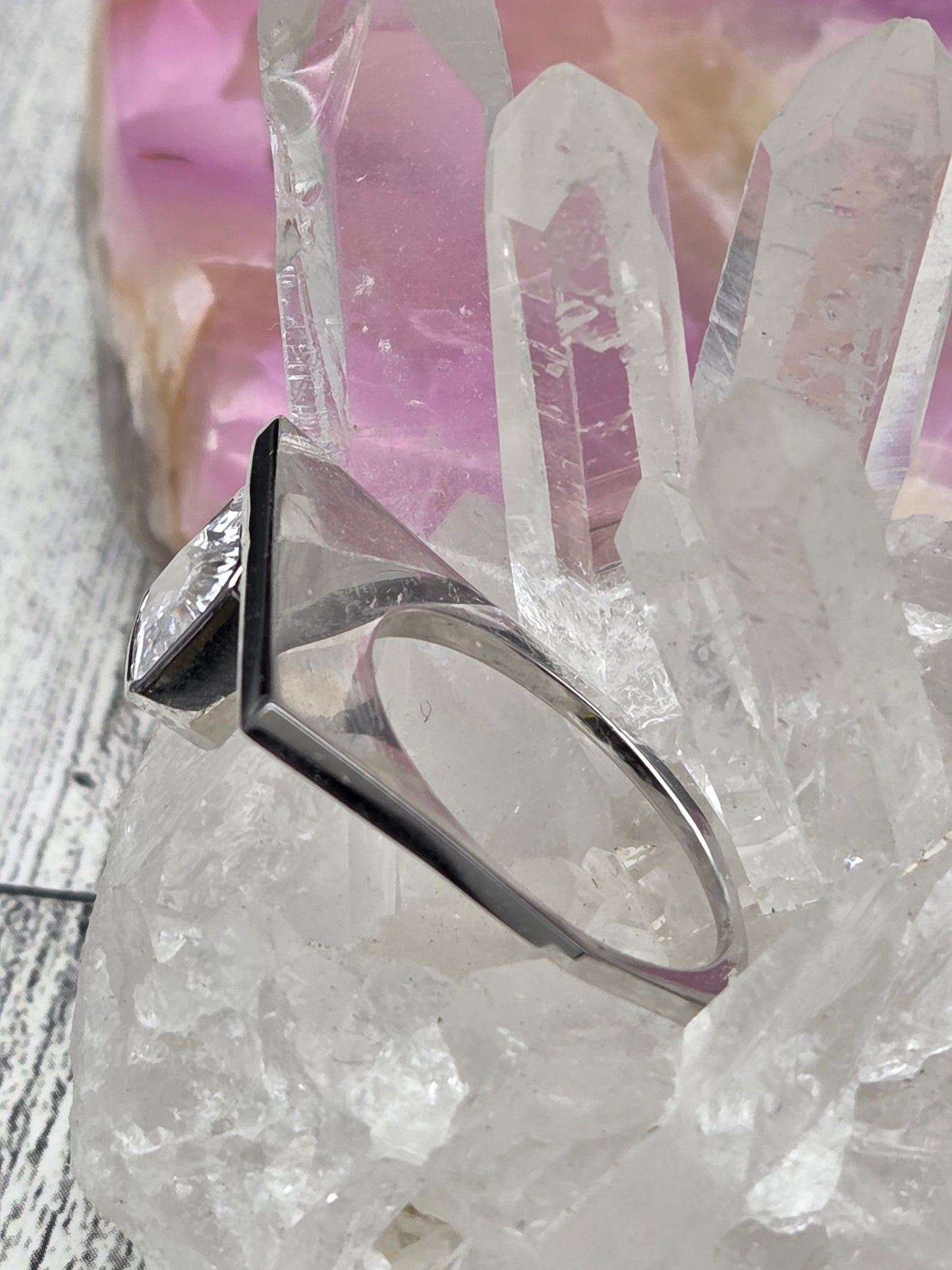Modern Solitaire Silver Ring - Image 2