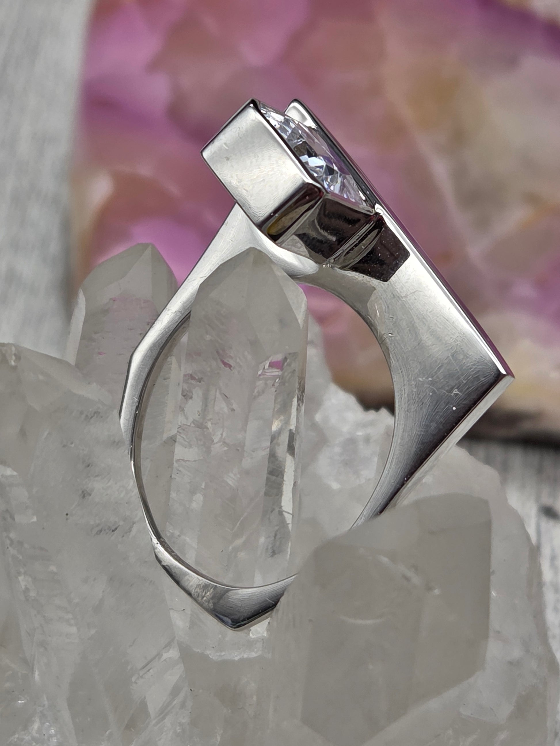 Modern Solitaire Silver Ring - Image 3