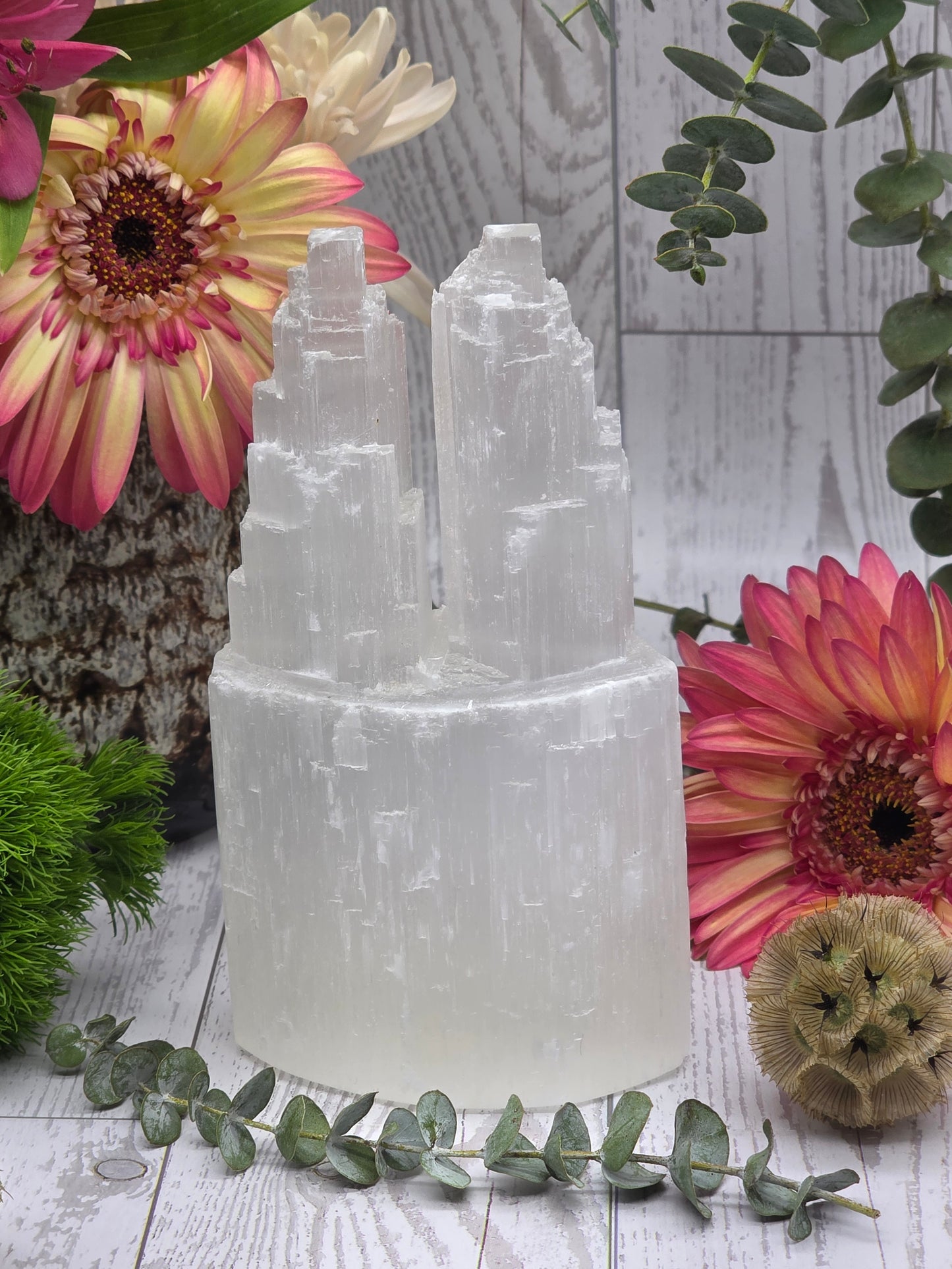 Selenite Double Mountain Bracelet Stand