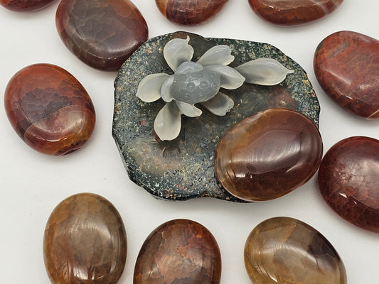 Fire Agate / Snakeskin Agate Palm Stone