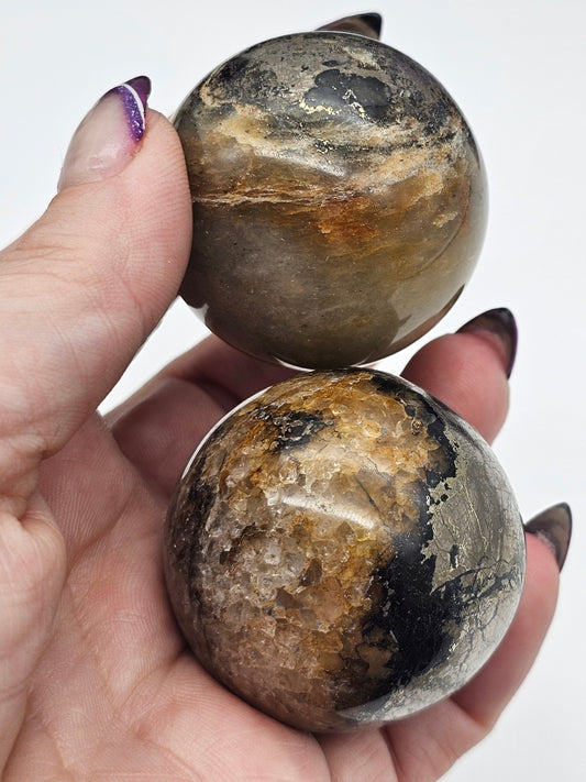 Golden Healer Quartz And Pyrite Spheres