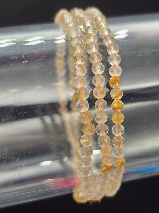 Rutilated Quartz Triple Wrap Bracelet