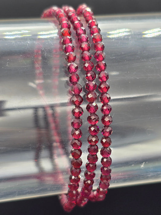 Faceted Garnet Triple Wrap Bracelet