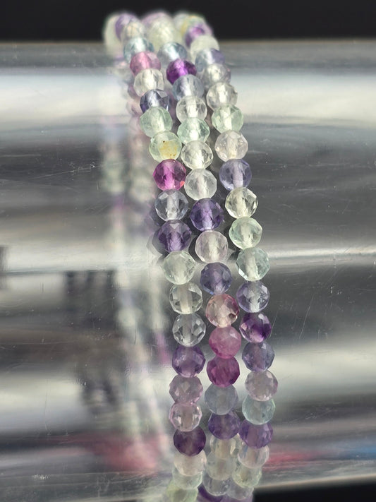 Faceted Fluorite Triple Wrap Bracelet
