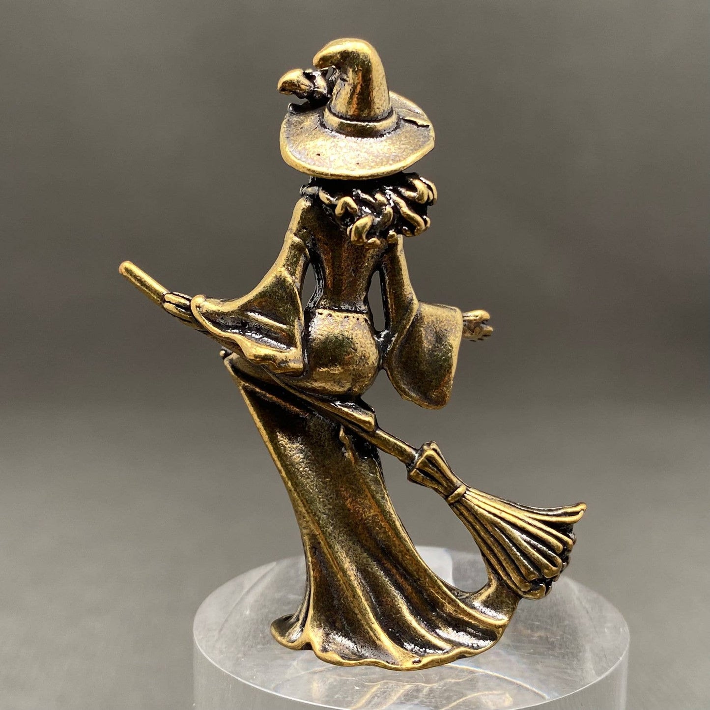 Brass Witch with Broom