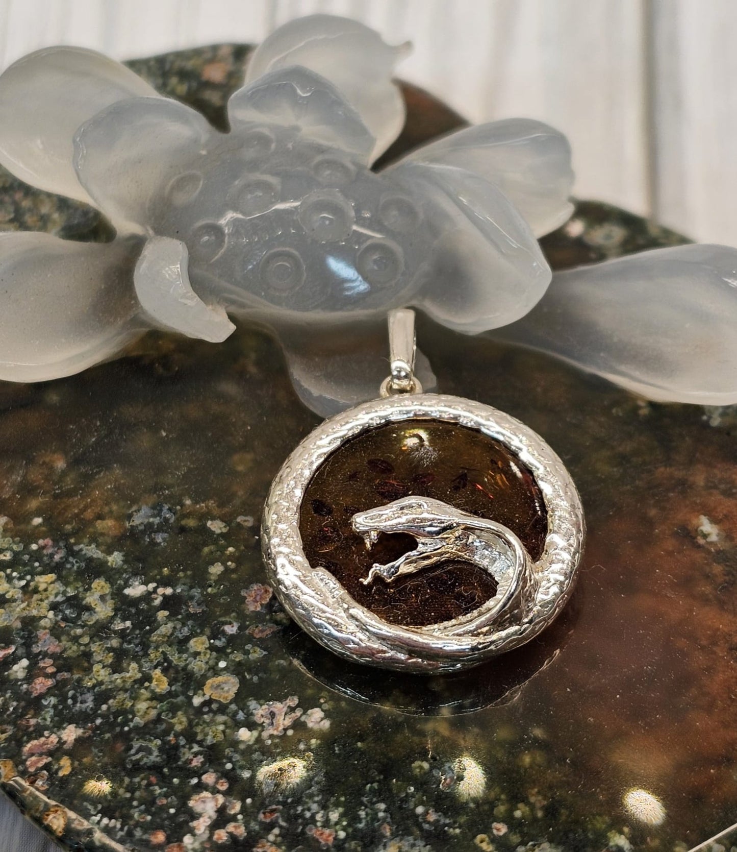 Amber Snake Pendant