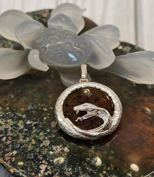 Amber Snake Pendant