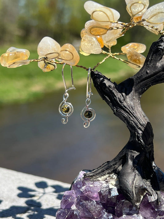 Treble Clef Amber Earrings