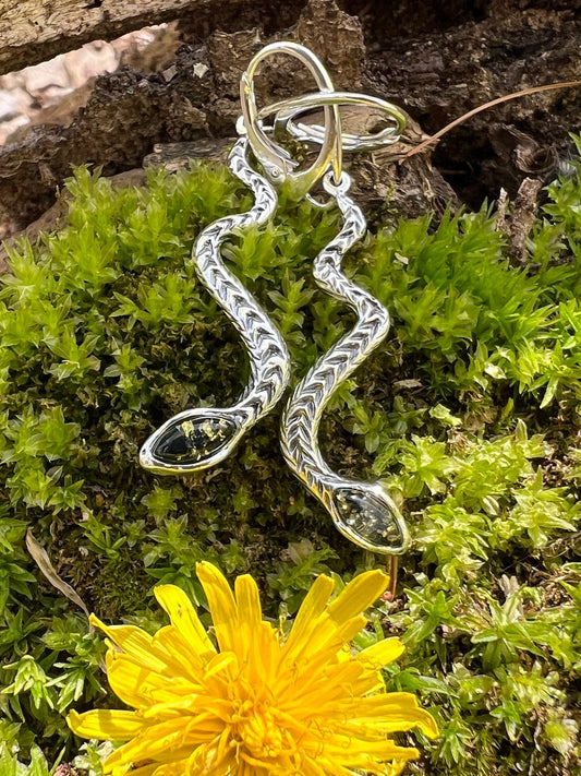 Baltic Amber Snake Earrings