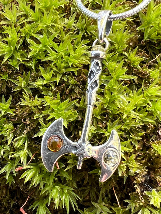 Amber Celtic Axe Pendant