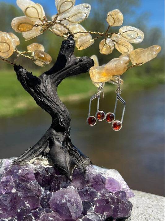 Amber Music Note Earrings