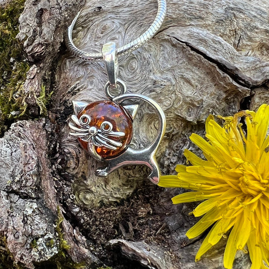 Amber Kitty Pendant