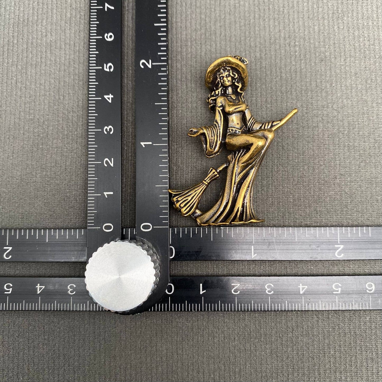 Brass Witch with Broom