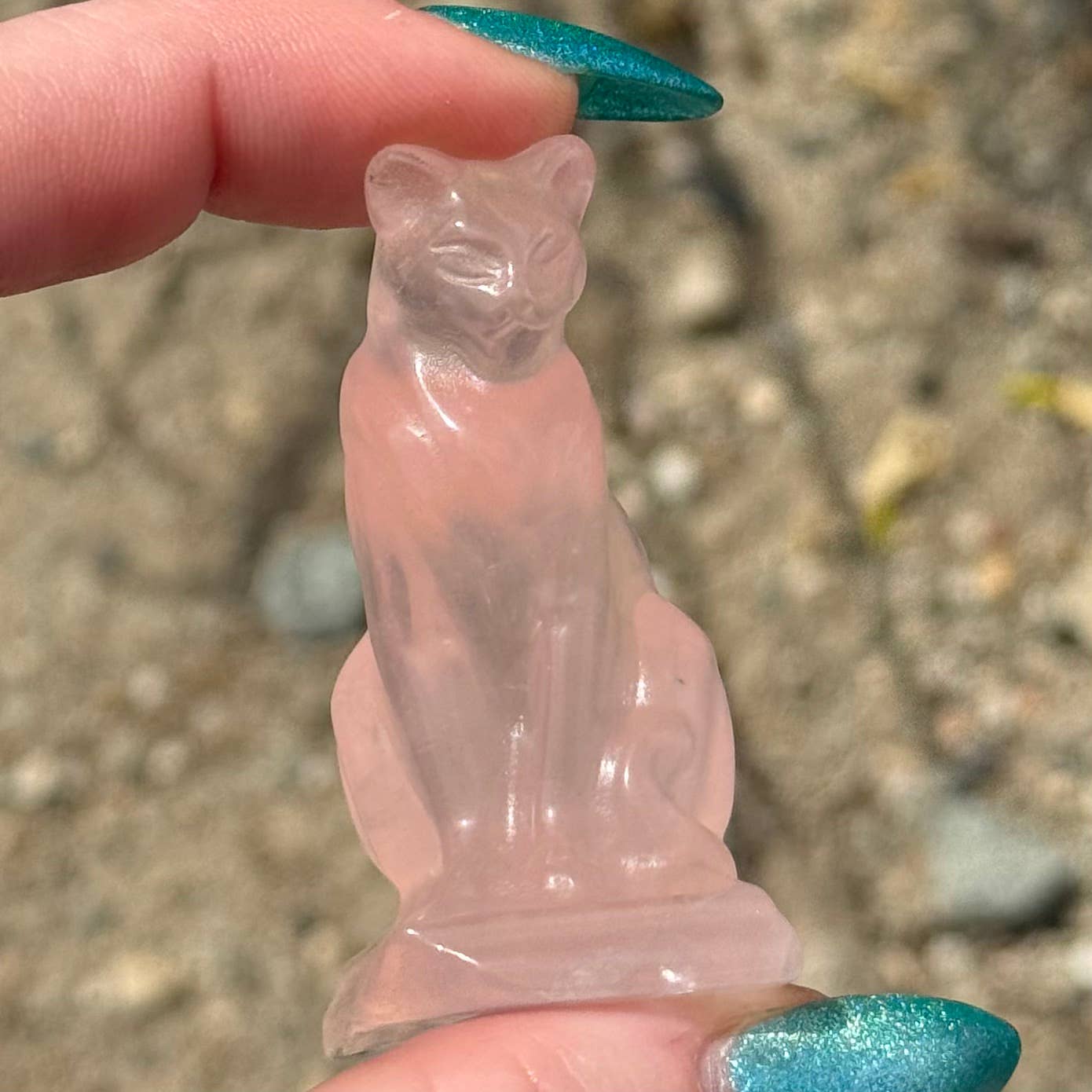 Sitting Rose Quartz Cat